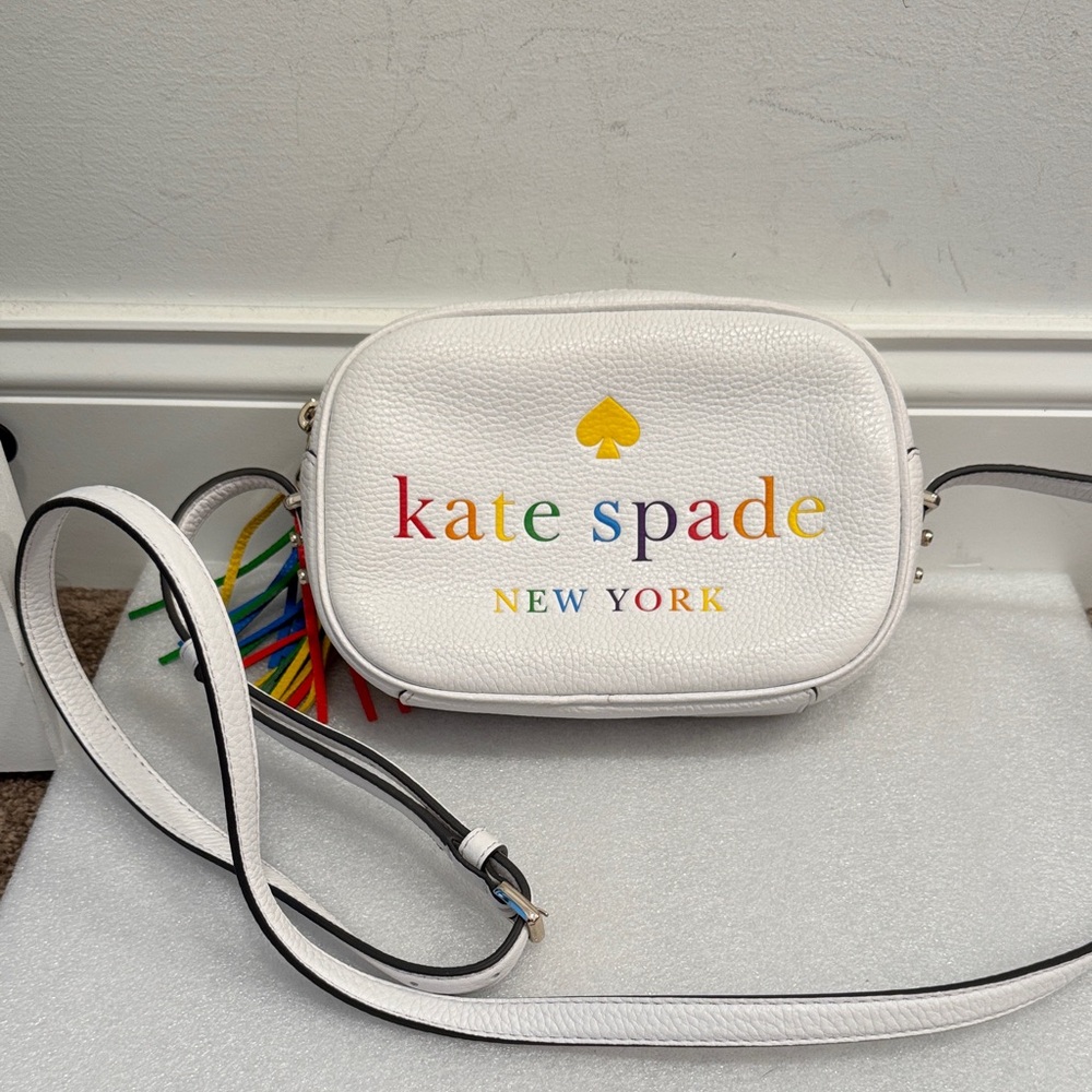 kate spade White Rainbow Logo Crossbody Bag
